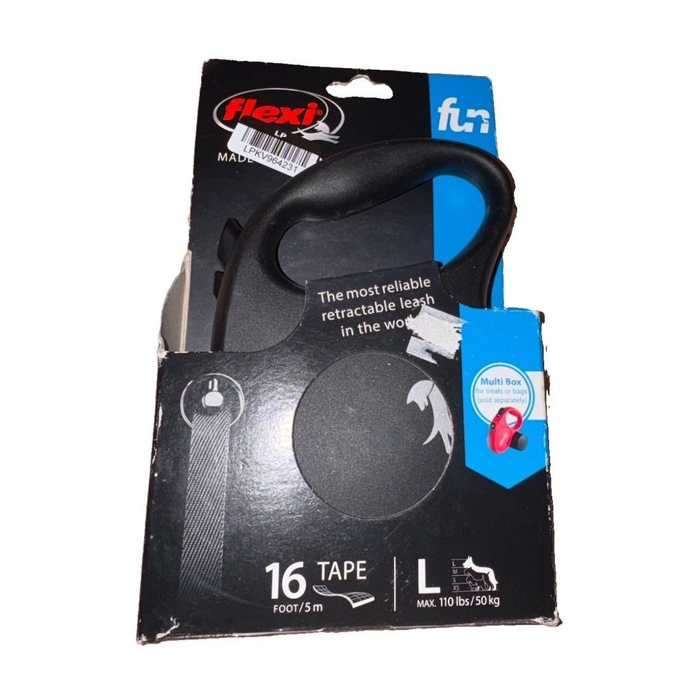 Flexi Tape Retractable Dog Leash 16 Ft Black Heavy Duty - Black